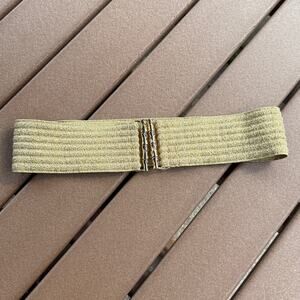 Vintage Gold Elastic Waist Belt with Bamboo Buckle M/L